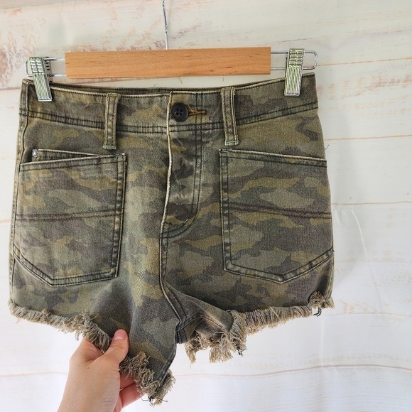 Free People Camo Denim Shorts - Picture 6 of 12